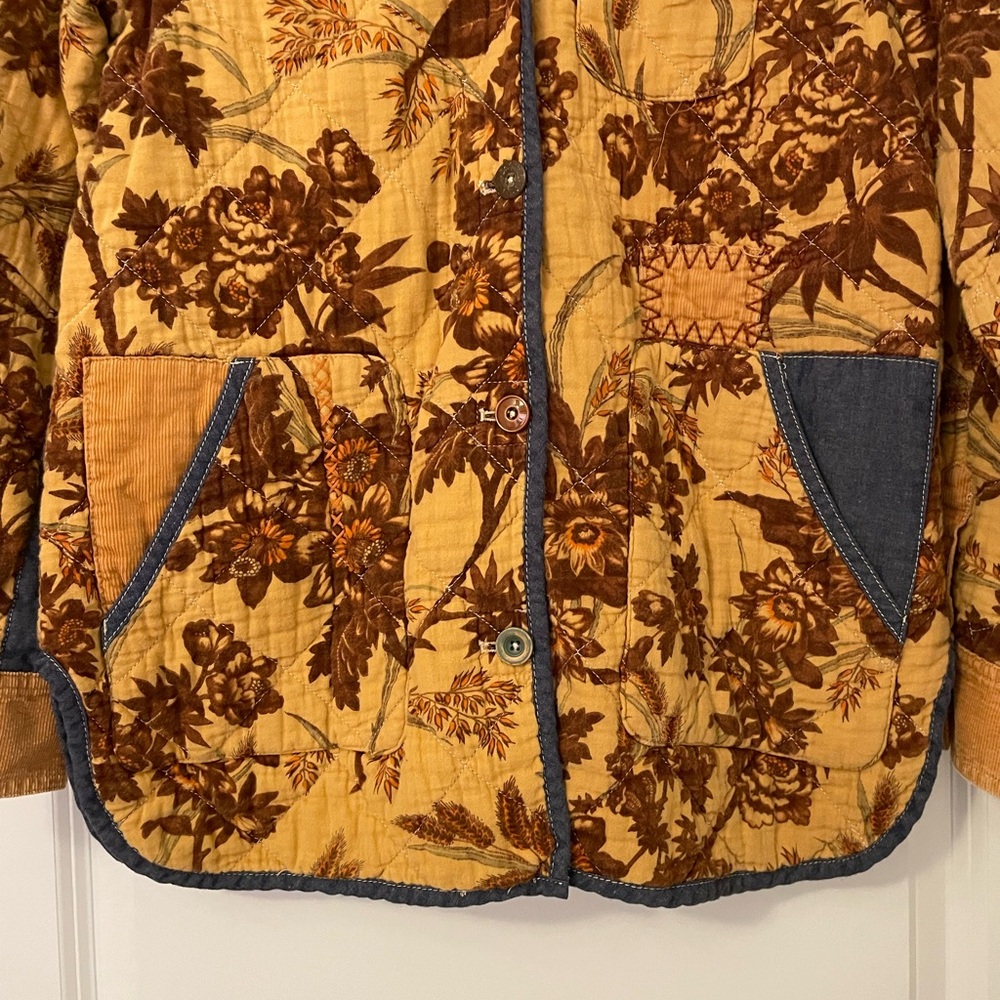 NWT Anthropologie Abigail Mustard and Denim Quilted Shirt Jacket - Picture 7 of 12